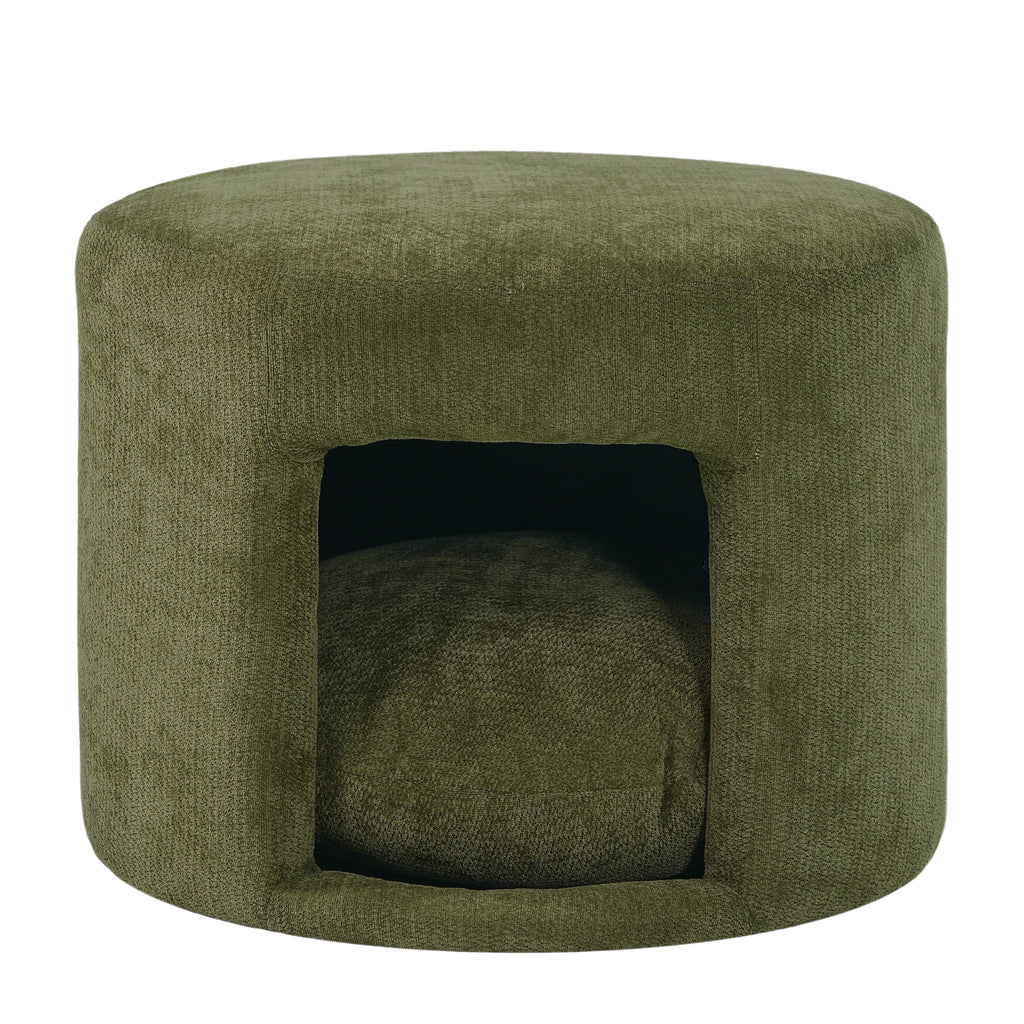 Green Pet Friendly Ottoman with Removable Pet Cushion