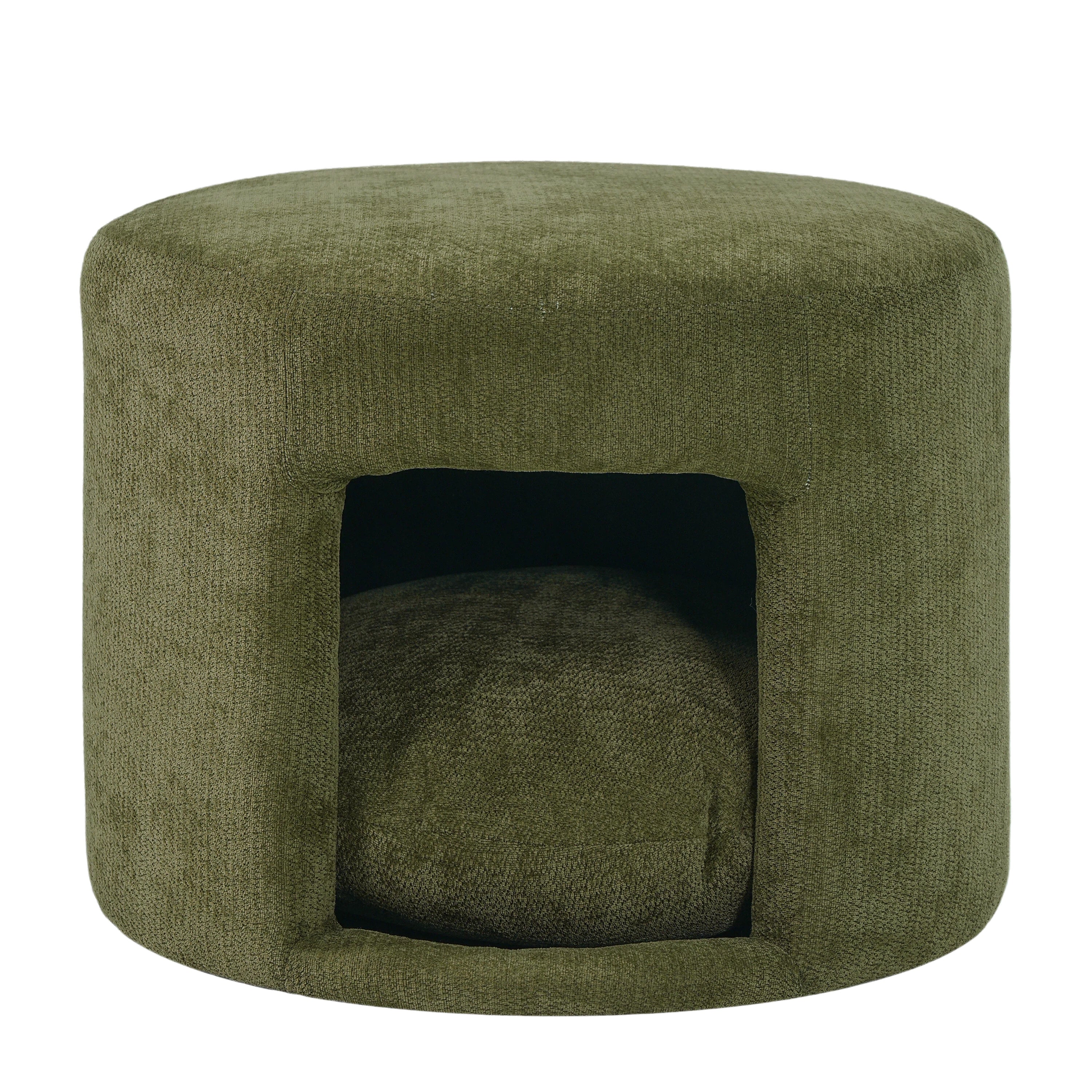 Green Pet Friendly Ottoman with Removable Pet Cushion