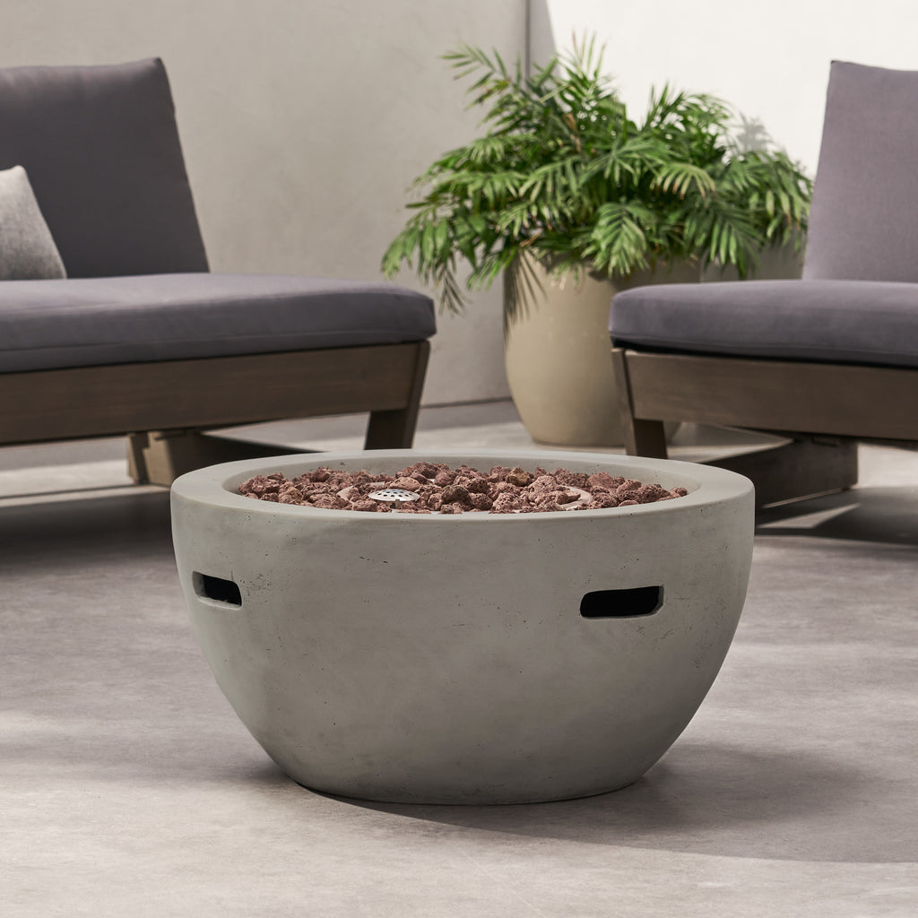 27" Bowl Shaped MGO 40,000 BTU Propane Fire Pit, Light