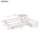 L-shaped Platform Bed with Trundle and Built-in Desk