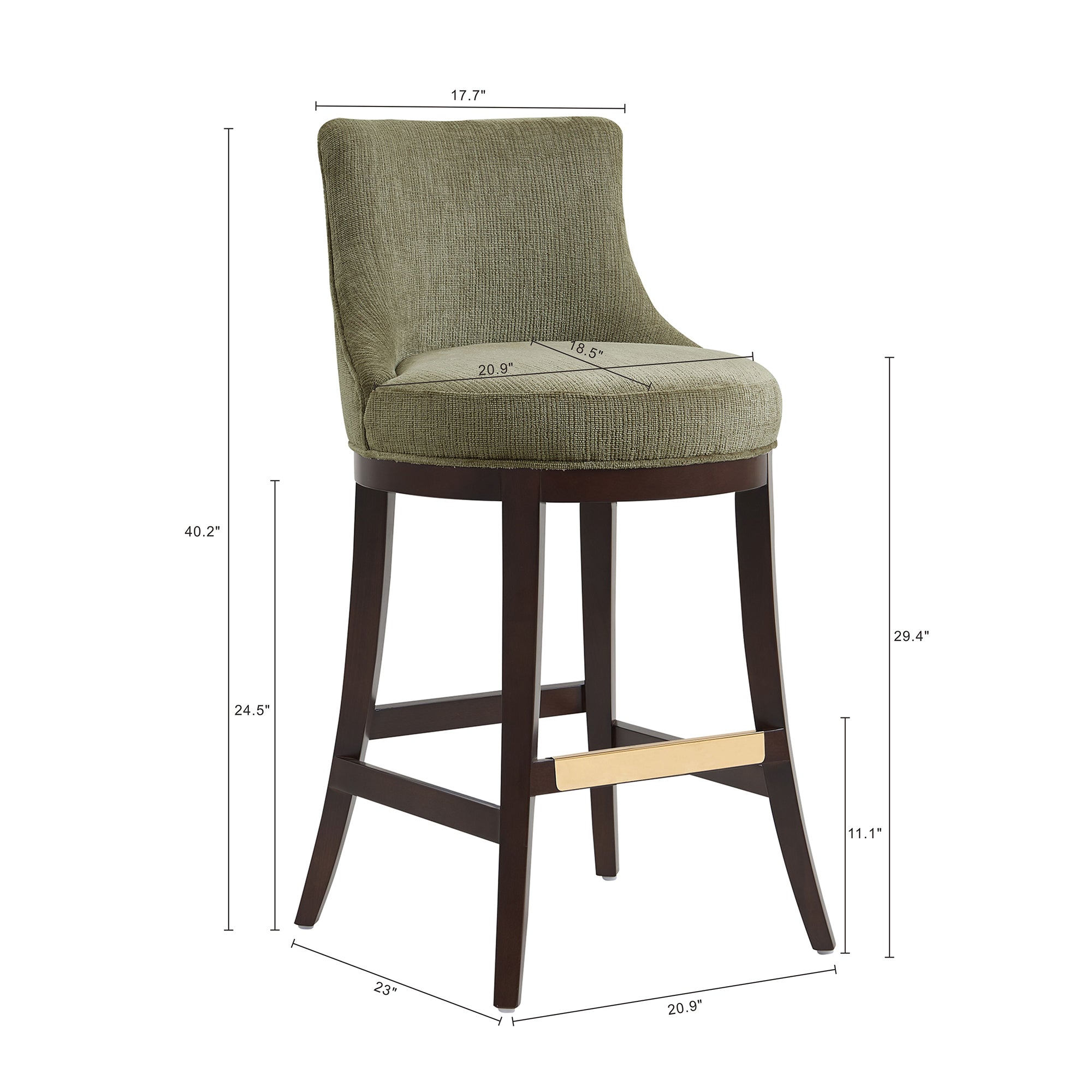 Lucia Wood Upholstered Chenille Barstool in Leaf