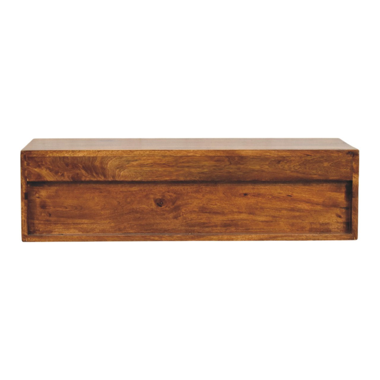 Solid Wood Lunar Wall-Mounted Media Unit, 2 Drawers, Chestnut
