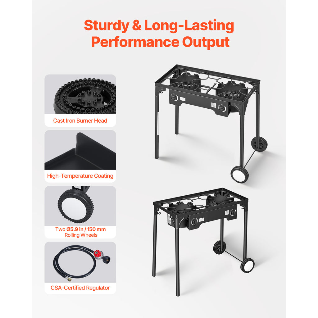 2 Burner Outdoor Propane Gas Stove