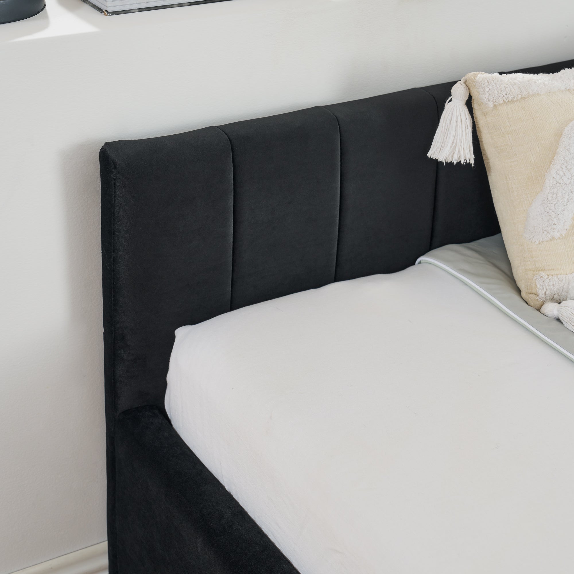 Full Size Upholstered Tufted Bed Frame with Two Drawers