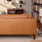 Bellrose Mid-Century Modern Genuine Leather Sofa