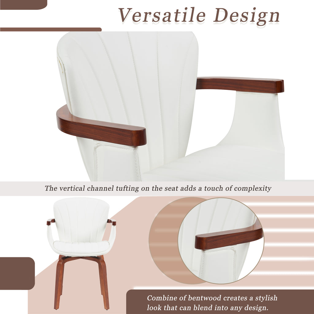 Mid-Century Modern Bentwood Swivel Dining Chairs (Set of 2)