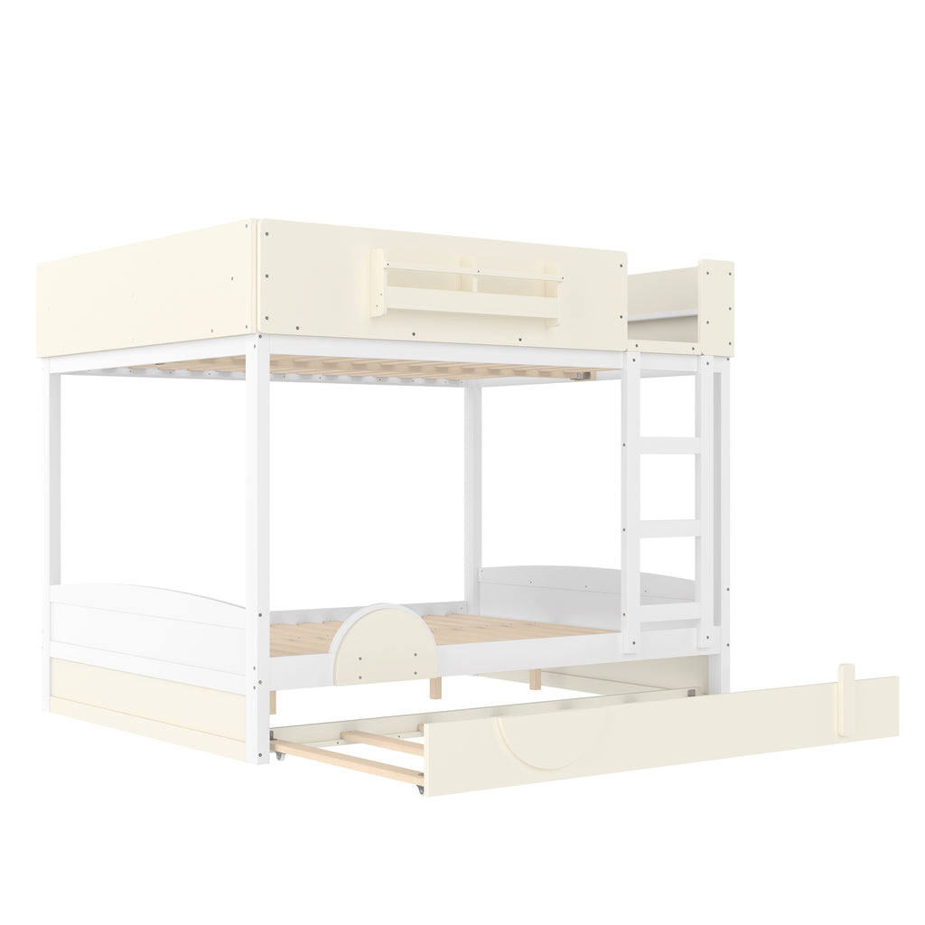 Queen Bunk Bed With Trundle and Bookshelf