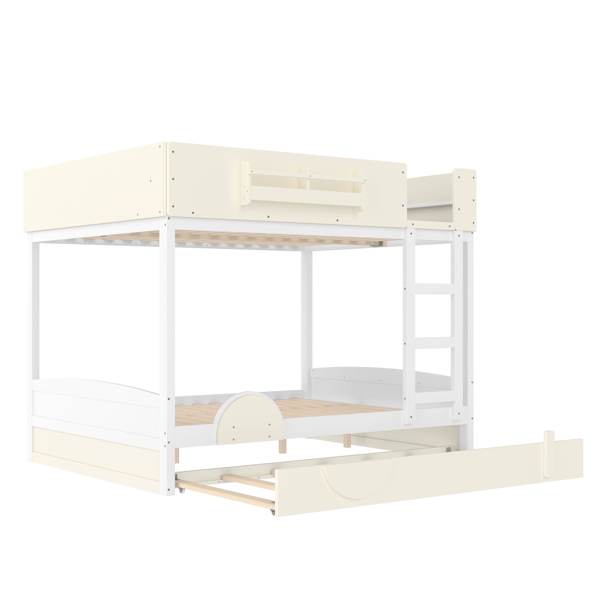 Queen Bunk Bed With Trundle and Bookshelf