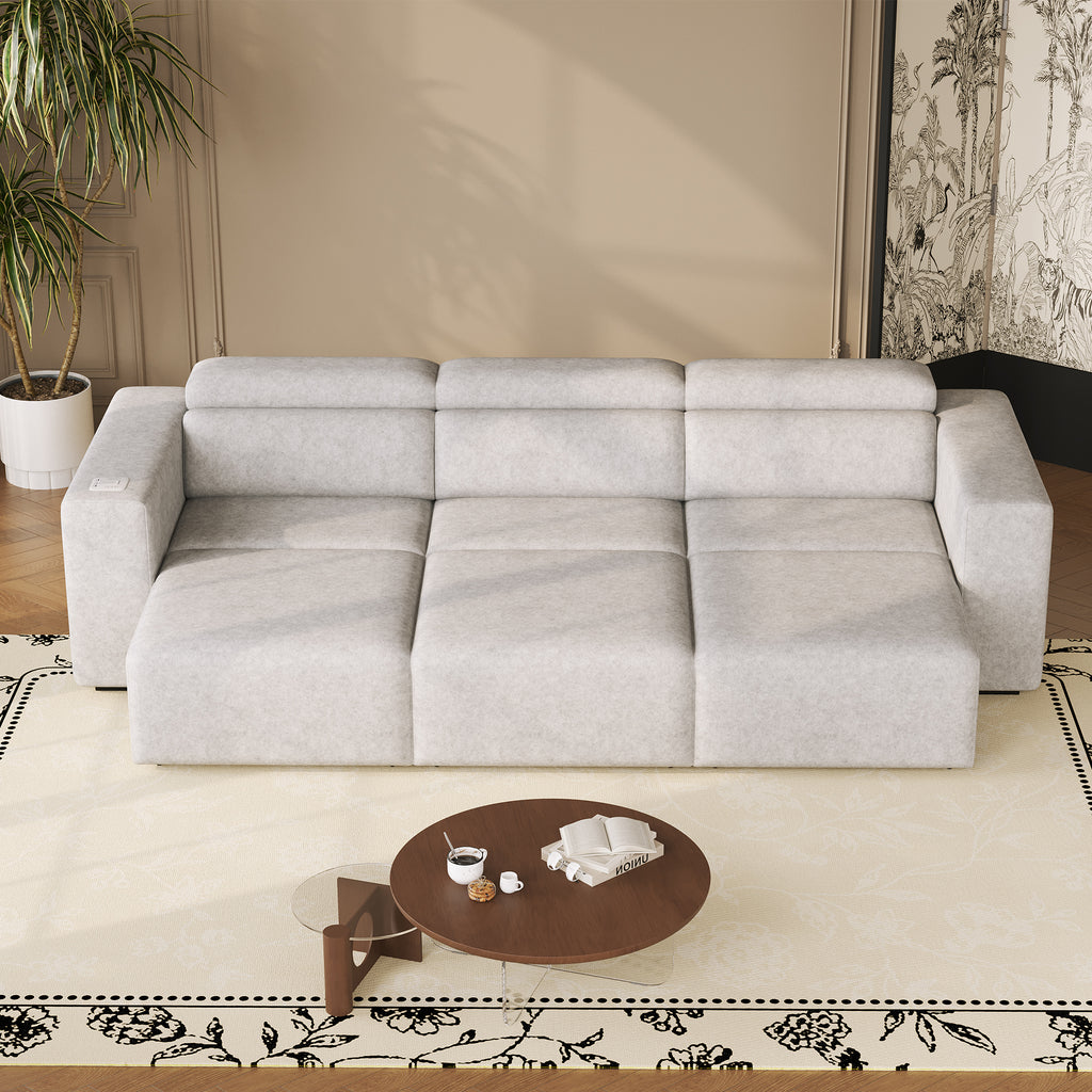 3 Seats Power Recliner Sofa with Wireless Charging
