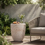 Outdoor/Indoor Lightweight Concrete Side Table - Travertine Finish