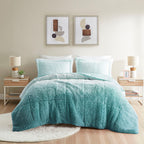 King/Cal King Ombre Shaggy Long Fur Comforter Mini Set