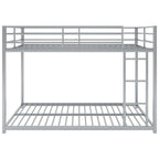 Full Over Full Metal Bunk Bed with Ladder in Silver
