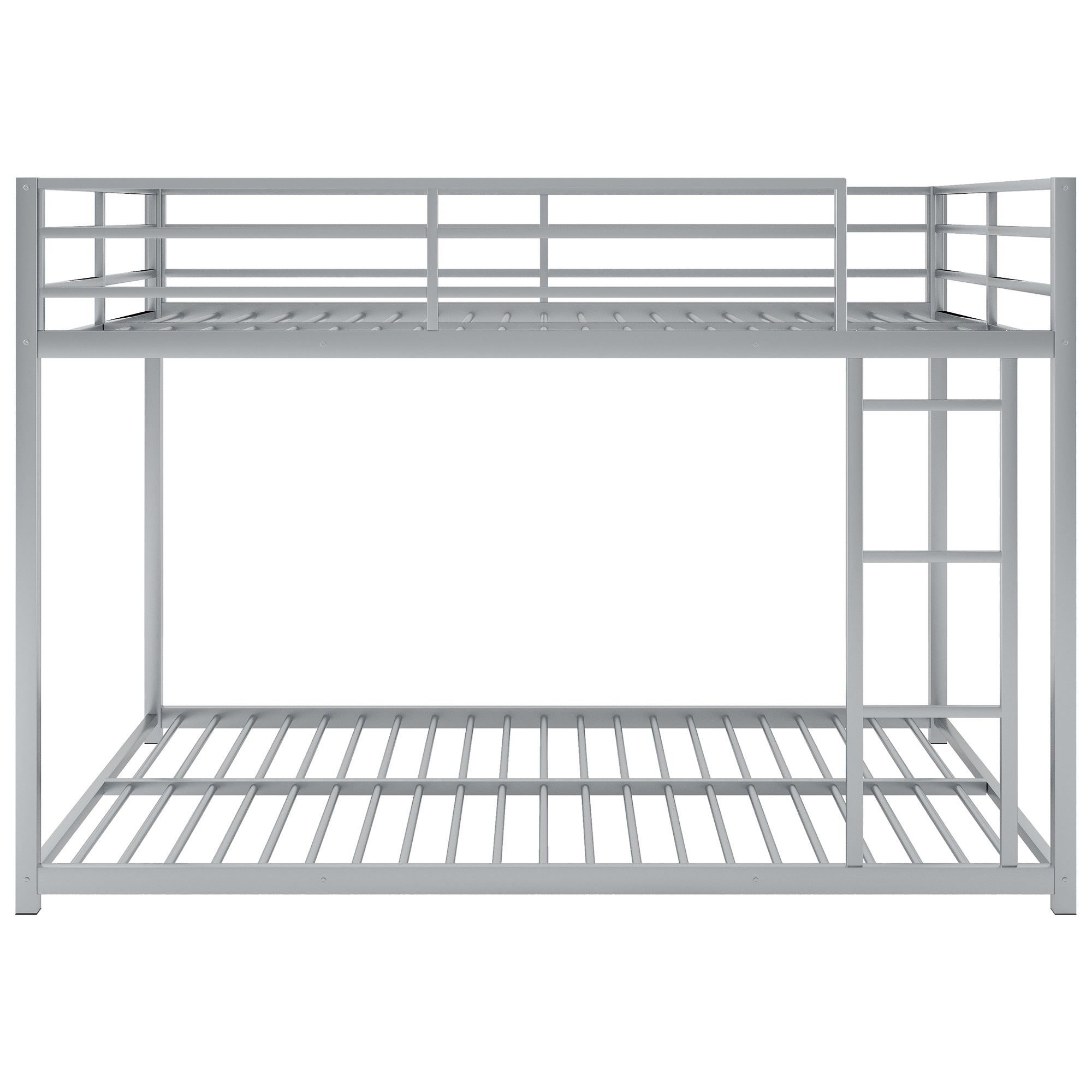 Full Over Full Metal Bunk Bed with Ladder in Silver