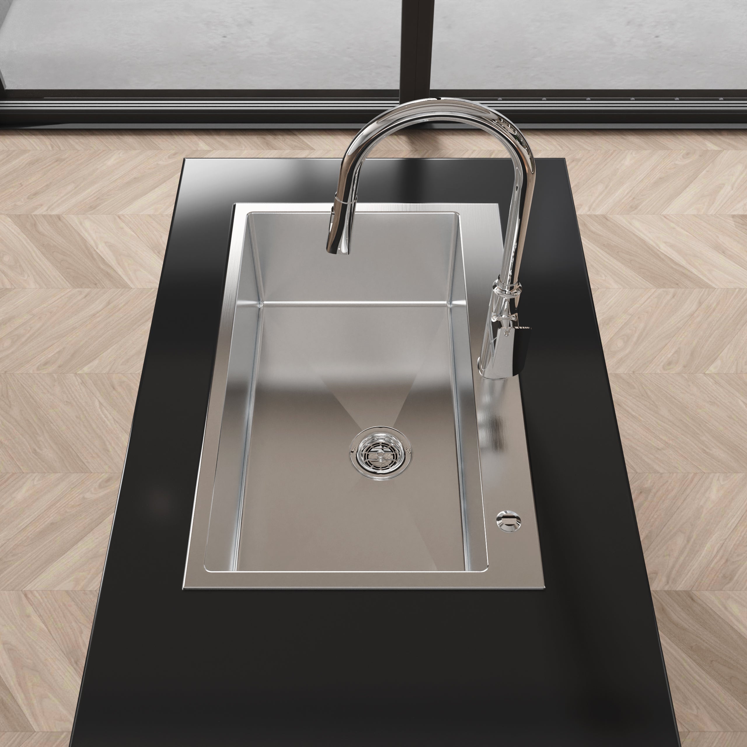Stainless Steel Kitchen Sink, 30"x19" Single Bowl