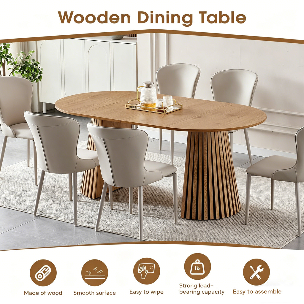 Flexible and Extendable Wooden Dining Table