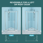Shower Door 34-1/8" x 72" Semi-Frameless Neo-Angle Hinged Shower Enclosure
