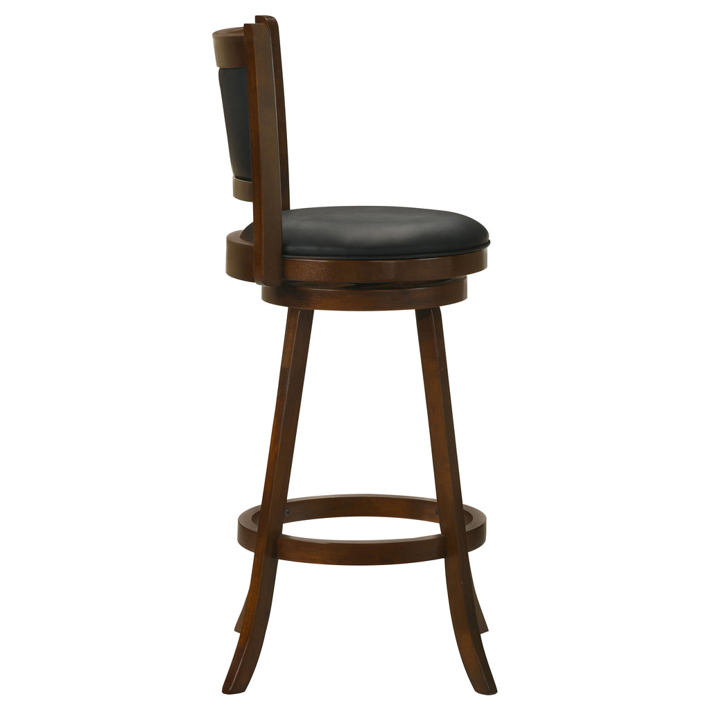 Chestnut Bar Stool Set with Black Upholstered Seat
