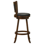 Chestnut Bar Stool Set with Black Upholstered Seat