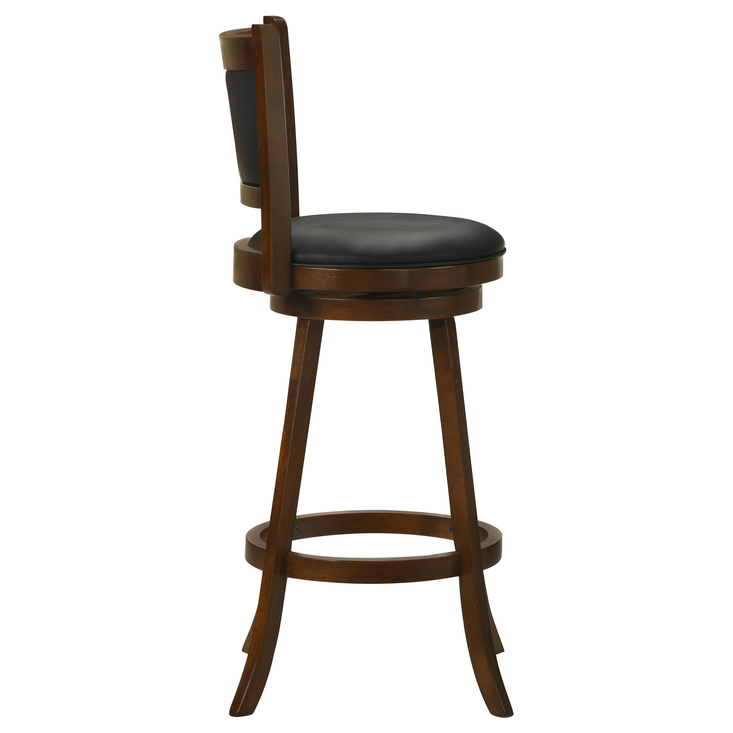 Chestnut Bar Stool Set with Black Upholstered Seat