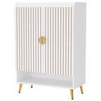 29.6" White and Gold Shoe Cabinet
