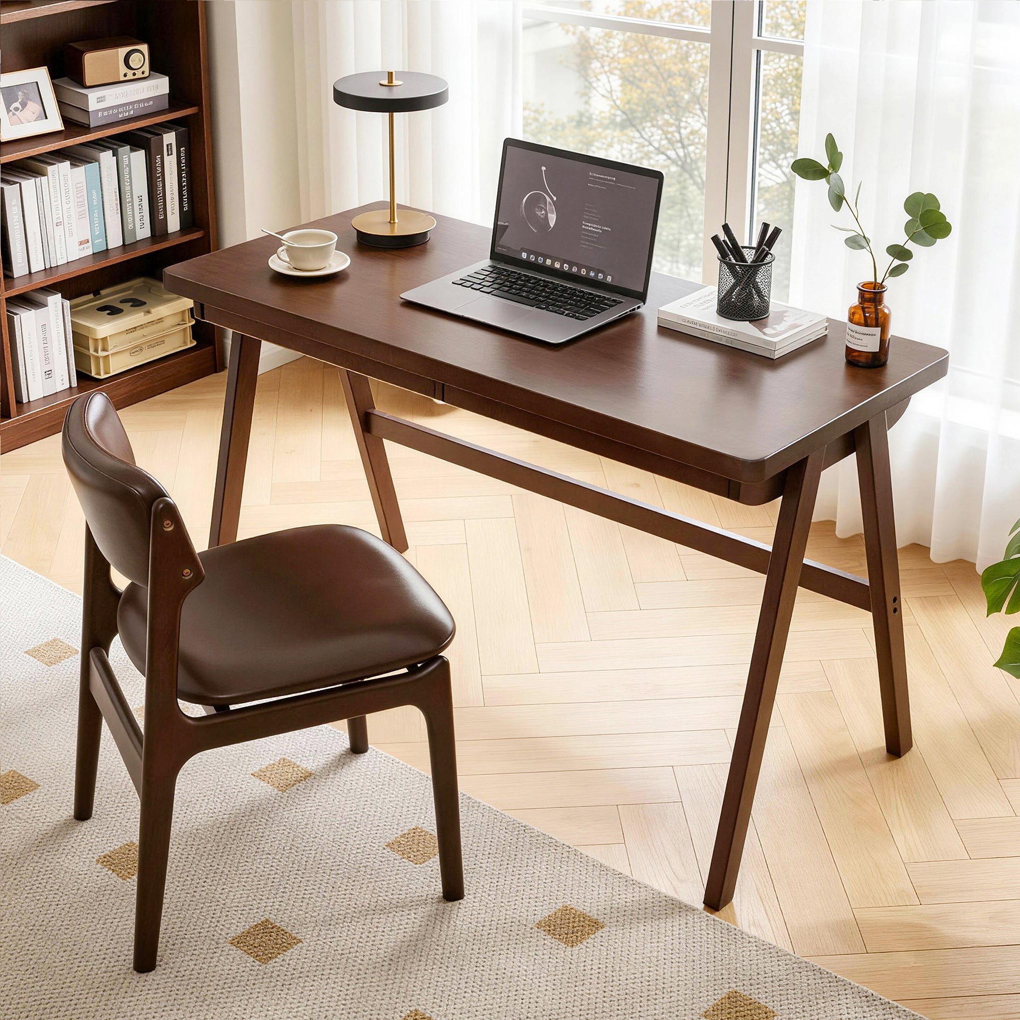 100% Solid Rubber Wood Computer Desk - Retro