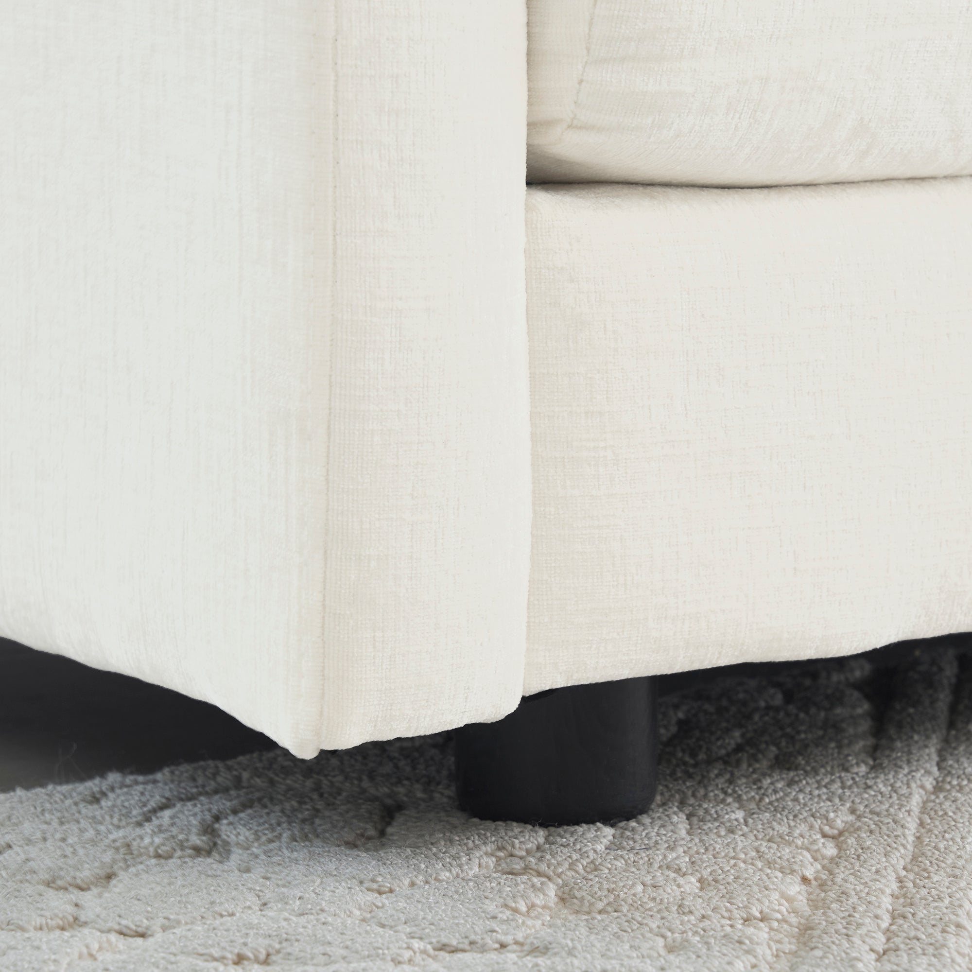 2-Piece White Chenille Sofa Set for Living Room