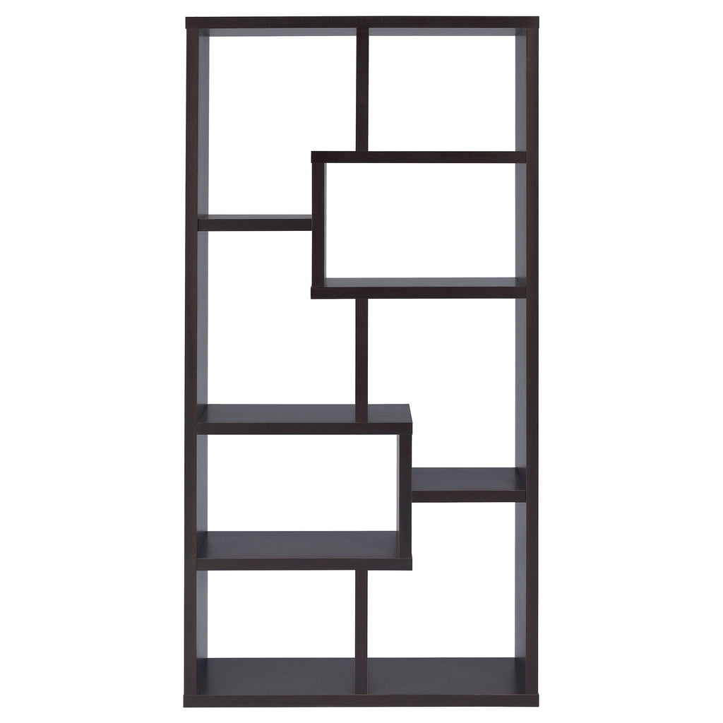 8-Shelf Cappuccino Geometric Bookcase