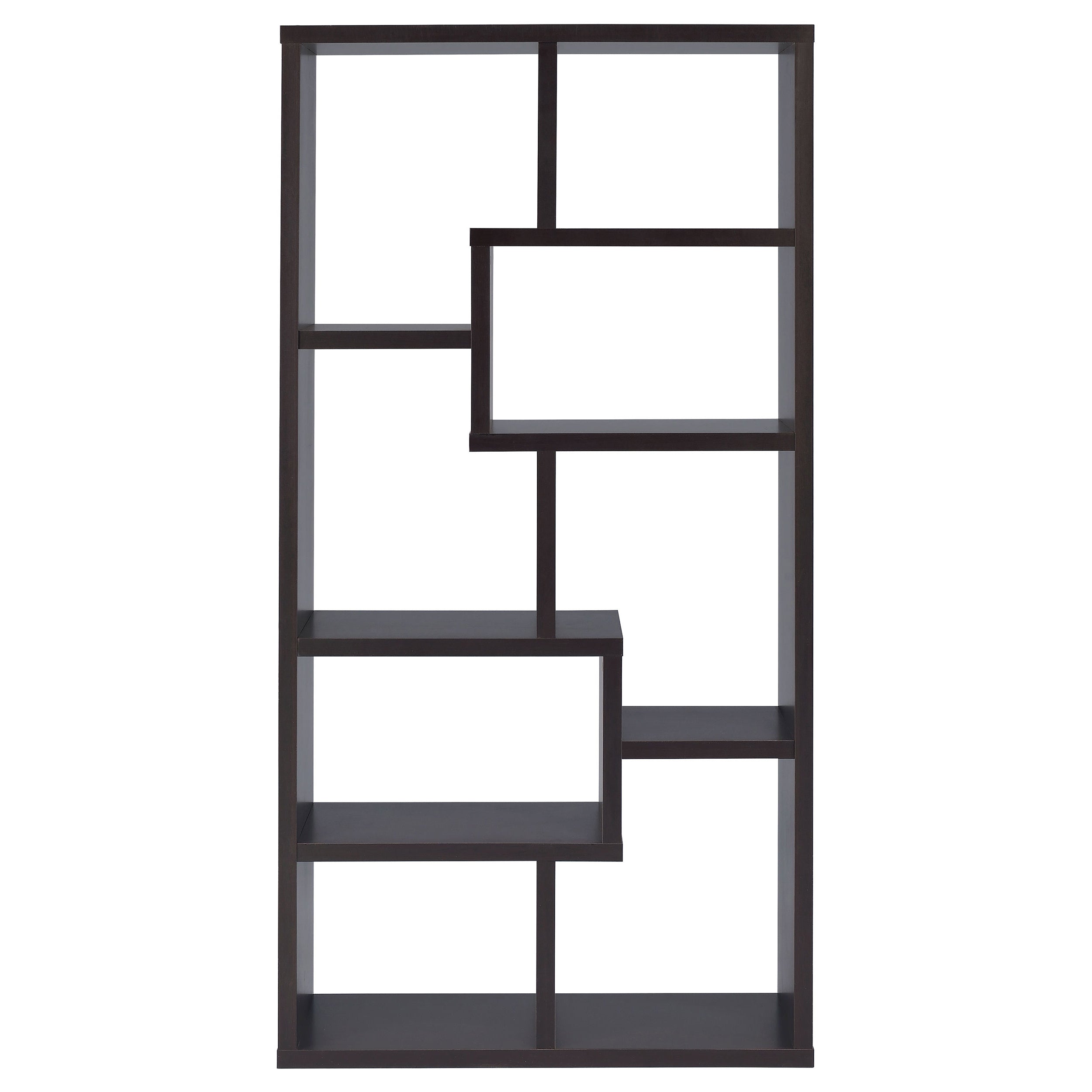 8-Shelf Cappuccino Geometric Bookcase