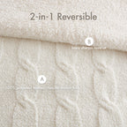 2 Pieces Twin Cable Knit Chenille Comforter Set