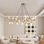 41" Golden Modern Chandelier Light Fixture, Branch Design with Frosted Tubes