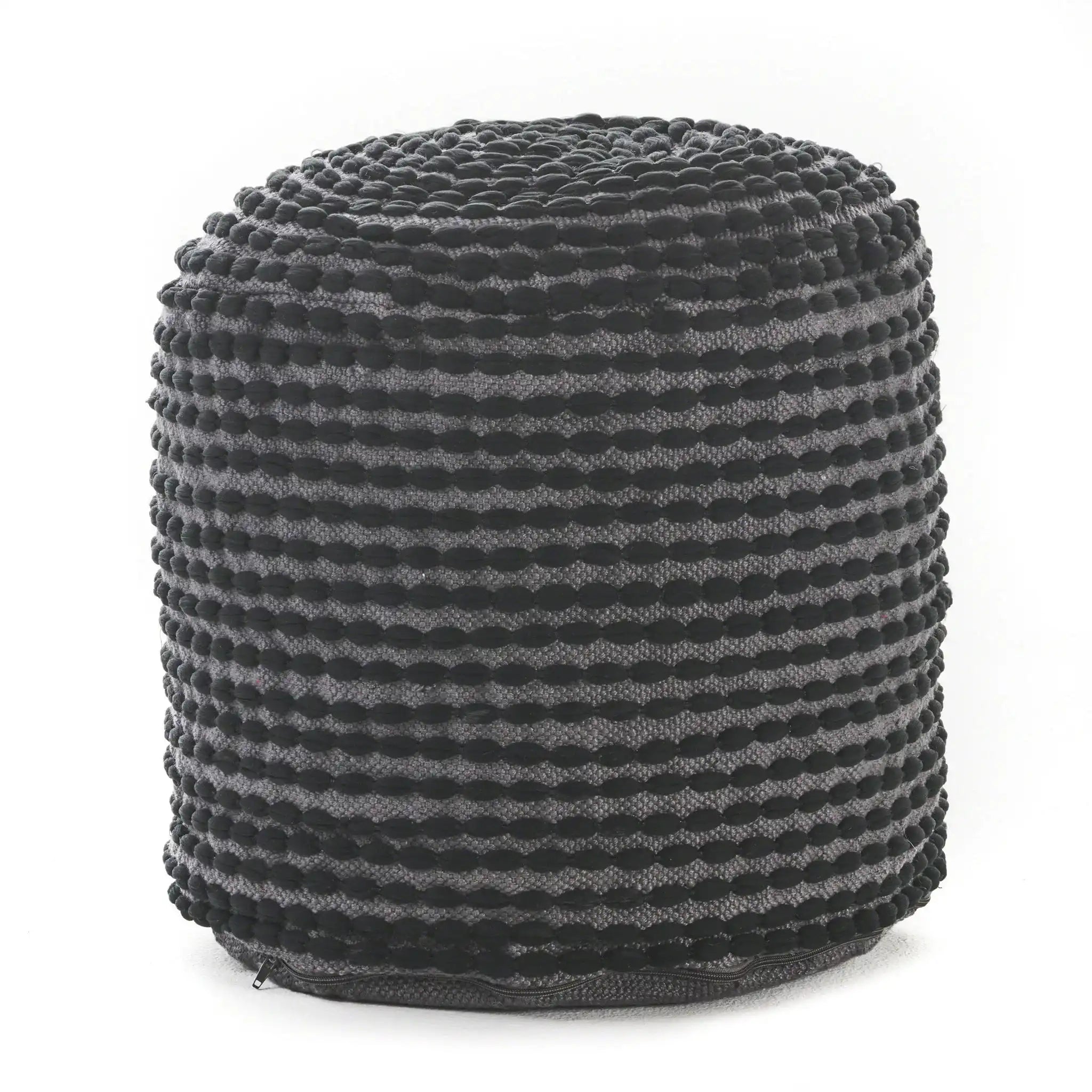 River Handcrafted Cylindrical Pouf in Water Resistant Fabric