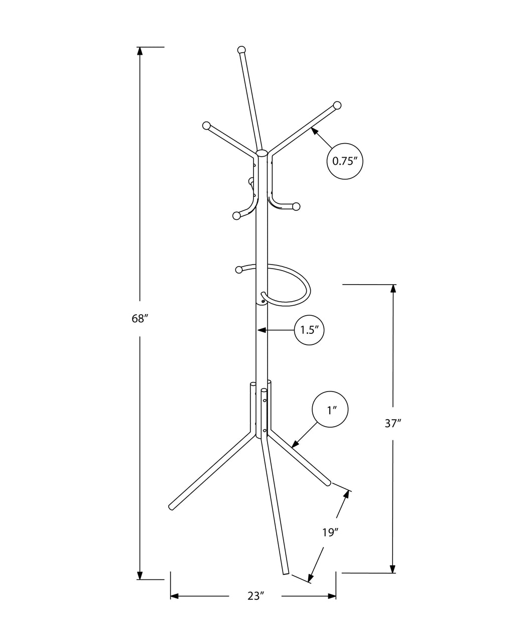 Coat Rack Hall Tree with 6 Hooks