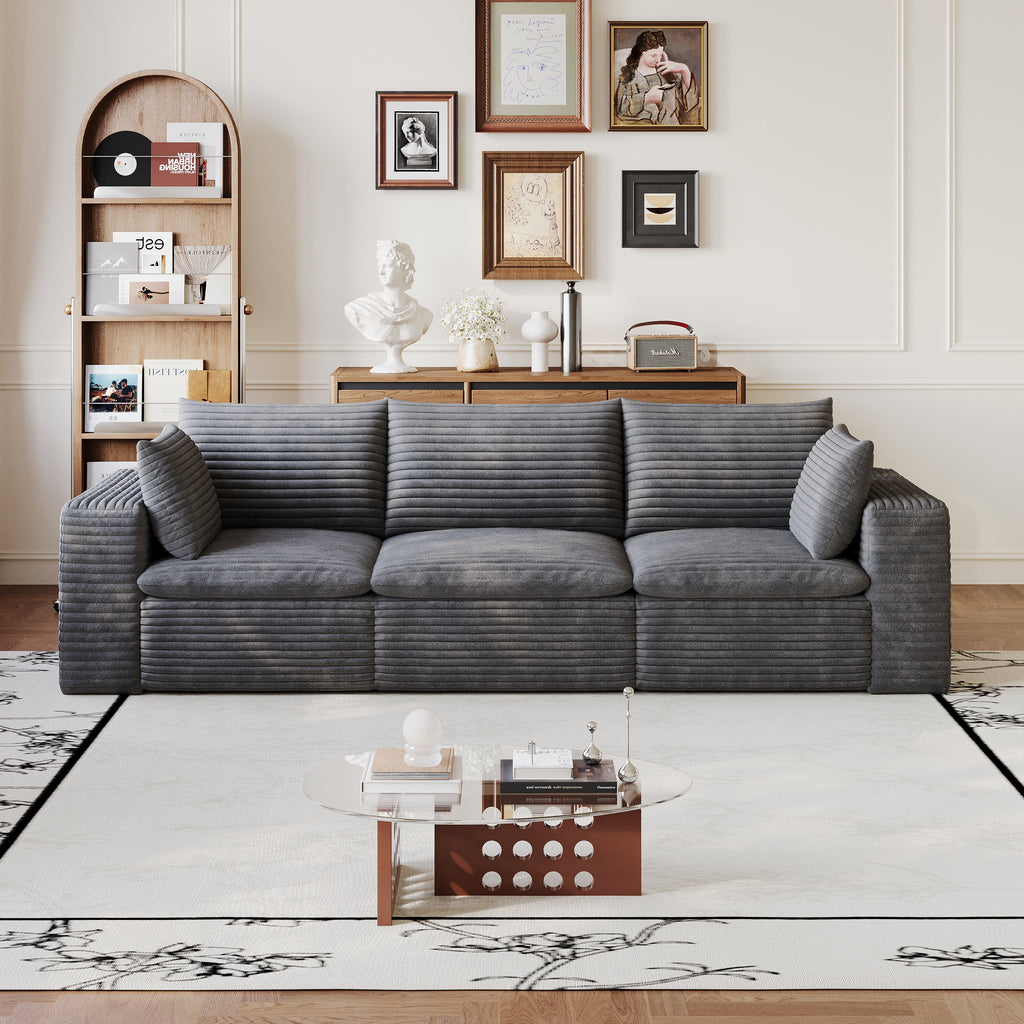 Cloud Sofa 102-Inch, Corduroy Fabric Deep Seat, Dark Grey