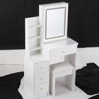 Small Size Left Bedside Cabinet Vanity Table + Cushioned Stool