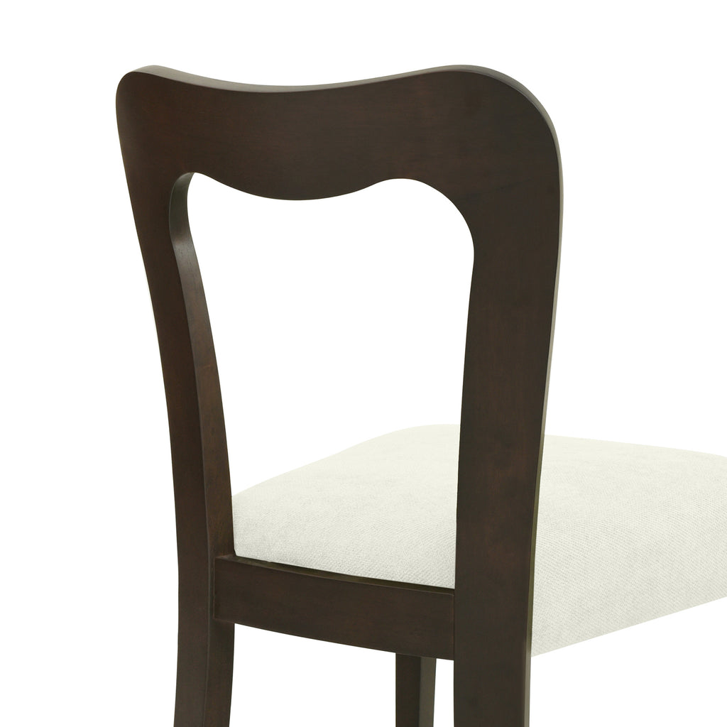 Dining Chair Without Arm Set of 2 - Dark Brown and Beige
