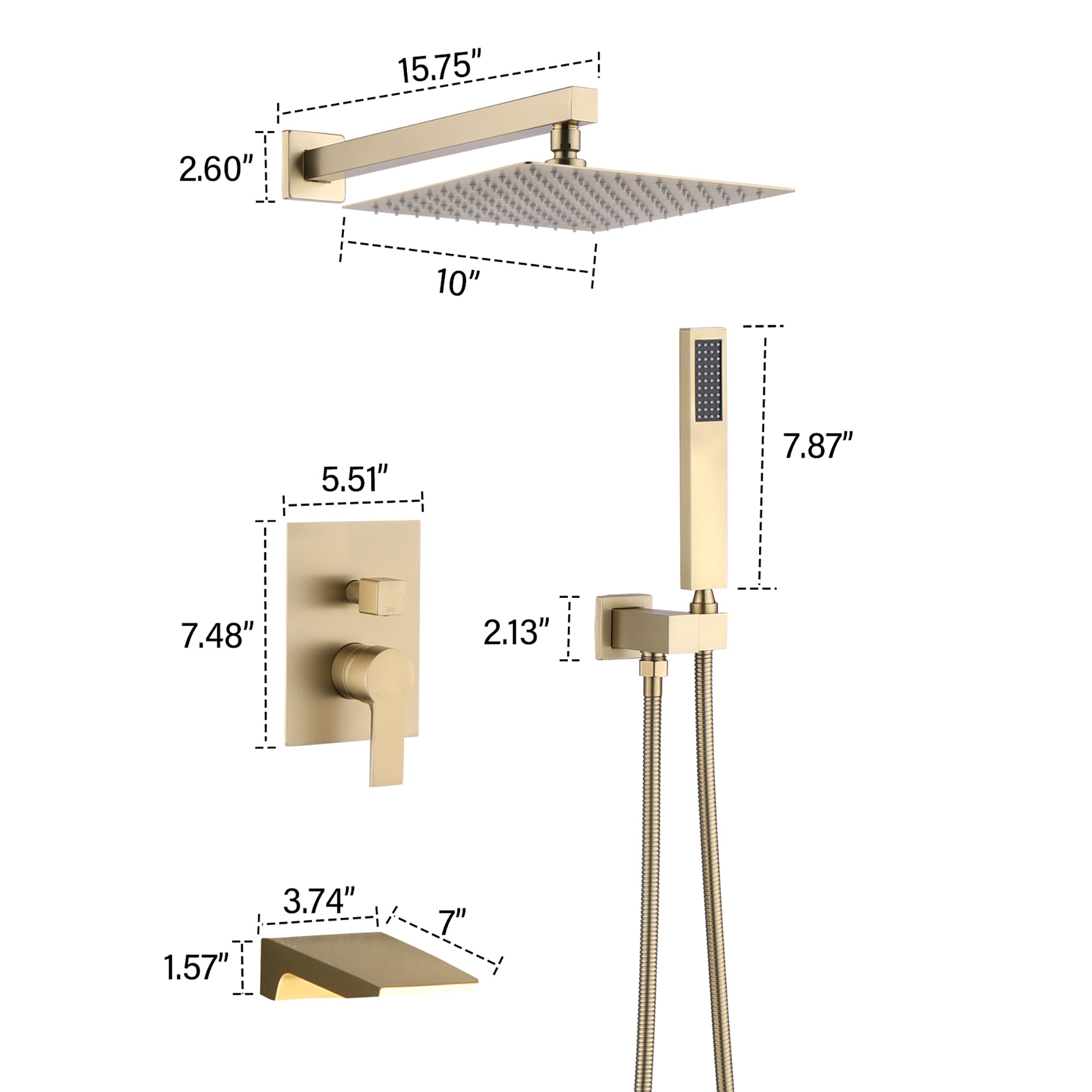 10 Inch Wall Mounted Rainfall Shower Head System