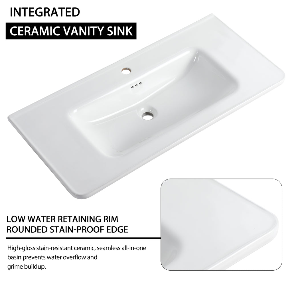 64'' Freestanding Bathroom Vanity with Ceramic Sink