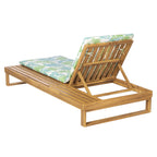 Teak Finish Acacia Wood Chaise Lounge with Cushion Set