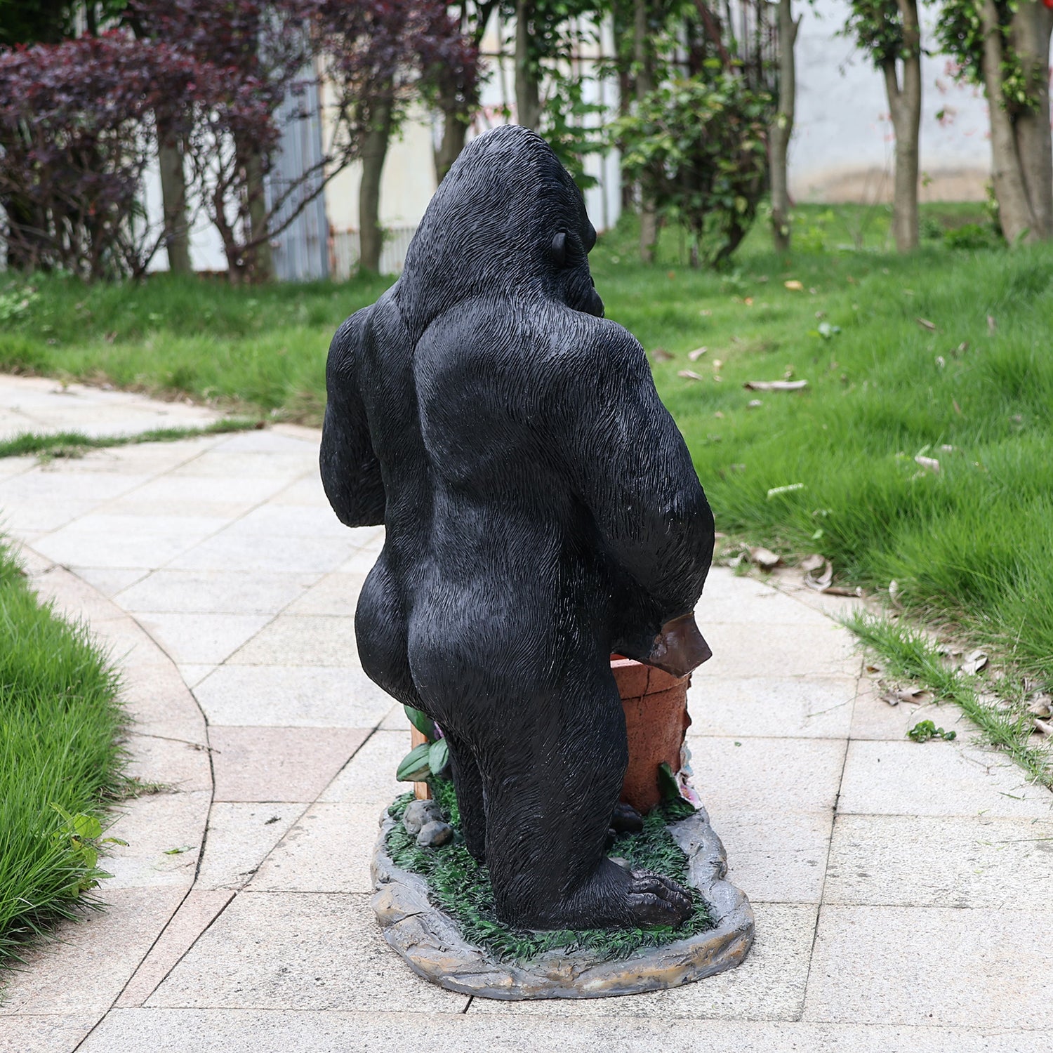 Outdoor Garden Sculpture Chimpanzees Flower Pot Planter