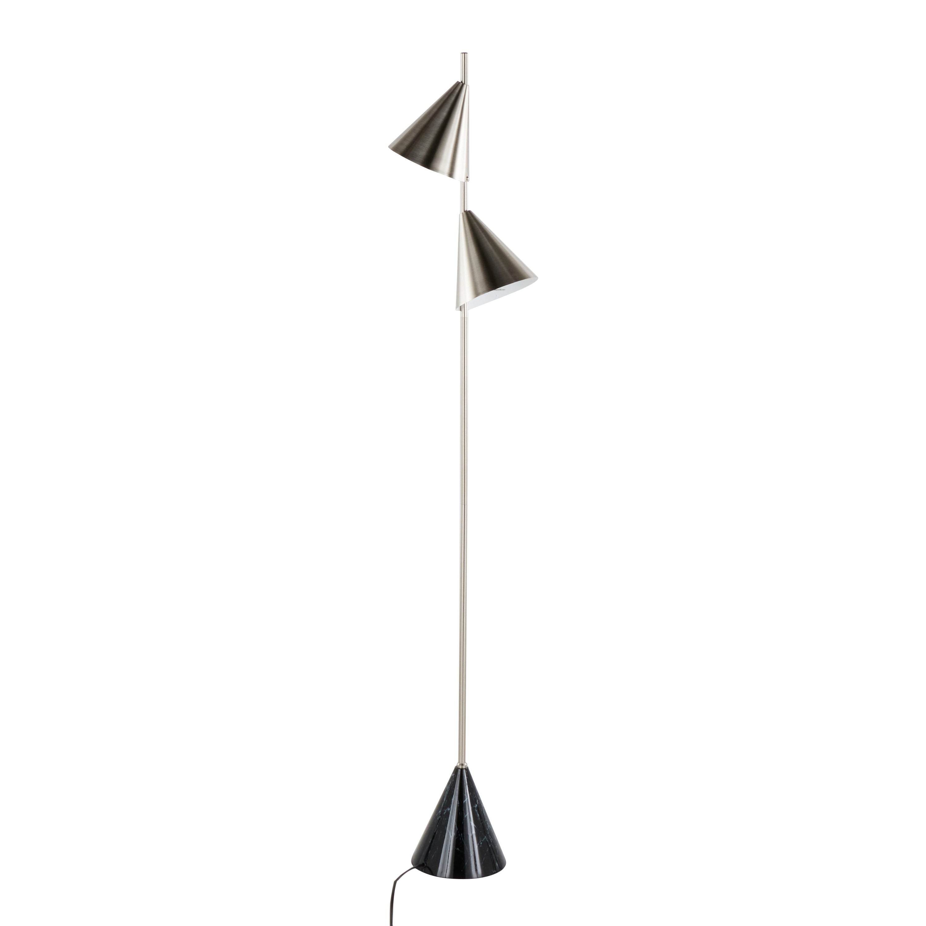 65" Contemporary Metal Floor Lamp in Plated Nickel