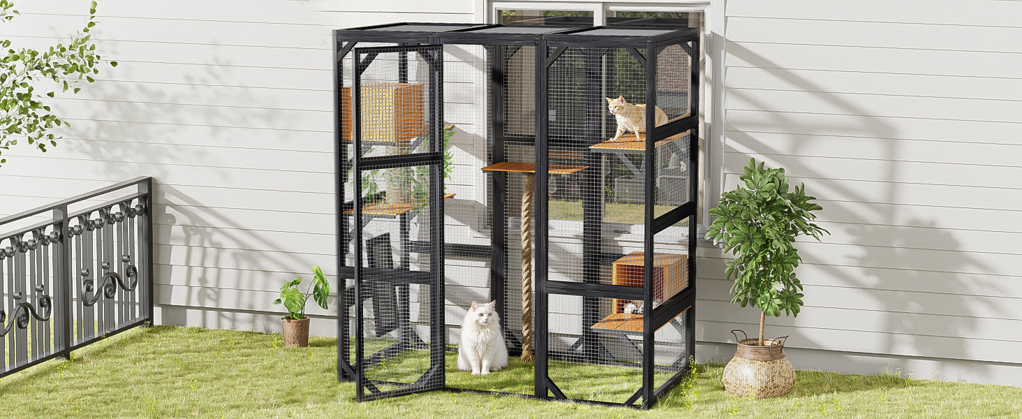 Outdoor Cat House with Double Entry Doors