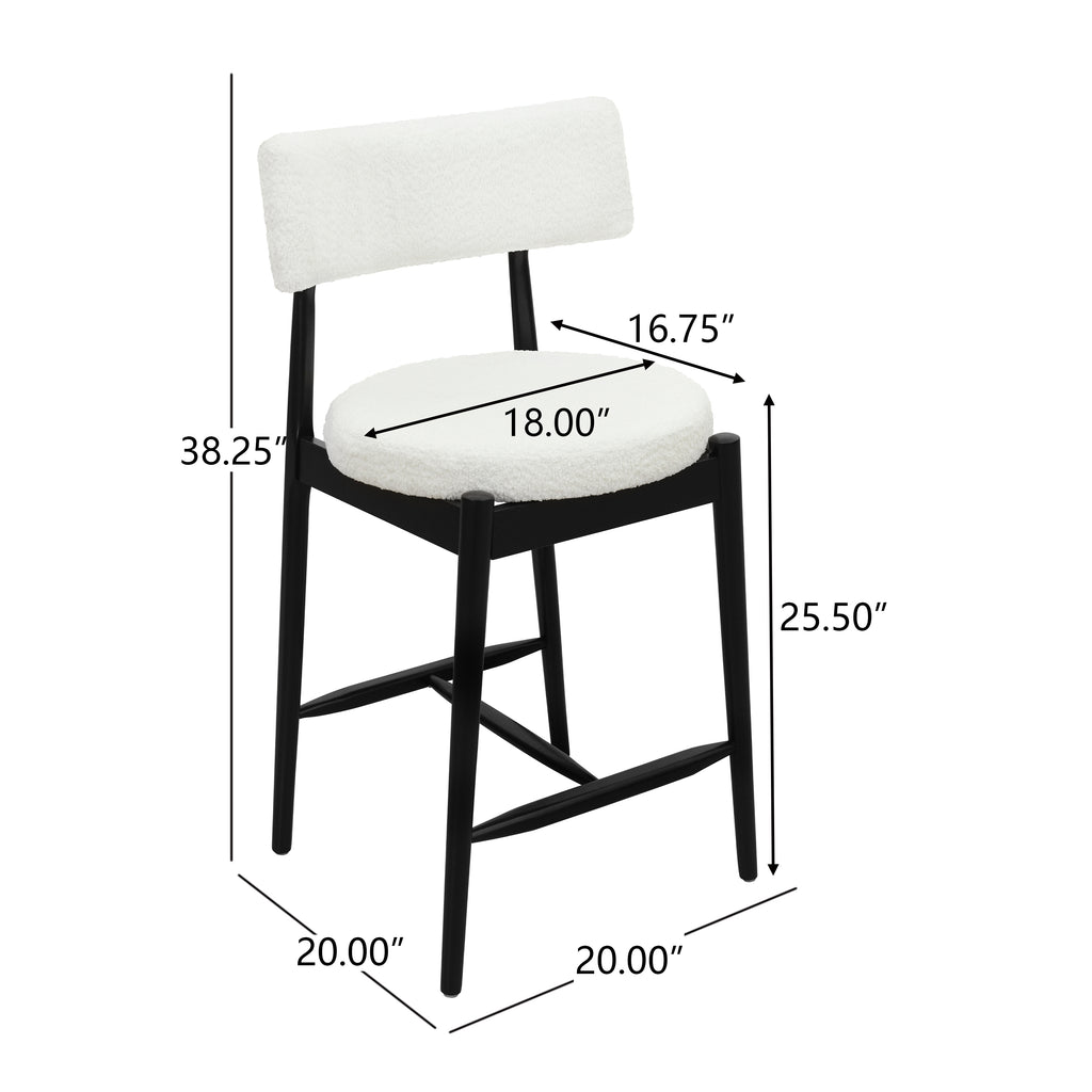 Mid Century Modern Counter Stool Set of 2 - Black & Beige