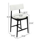 Mid Century Modern Counter Stool Set of 2 - Black & Beige