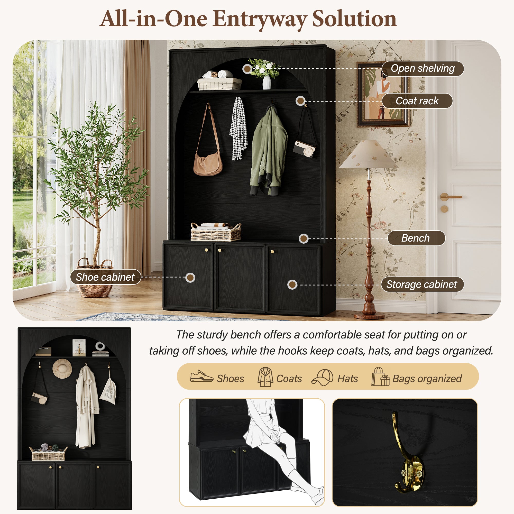 ON-TREND Farmhouse All-in-One Hall Tree
