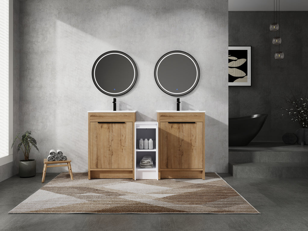 60 Inch Freestanding Bathroom Vanity with Ceramic Sink