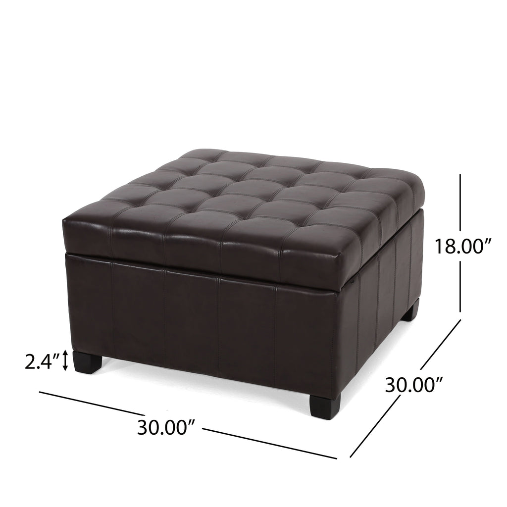Upholstered Tufted PU Leather Storage Ottoman