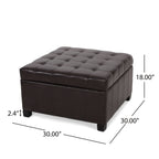Upholstered Tufted PU Leather Storage Ottoman