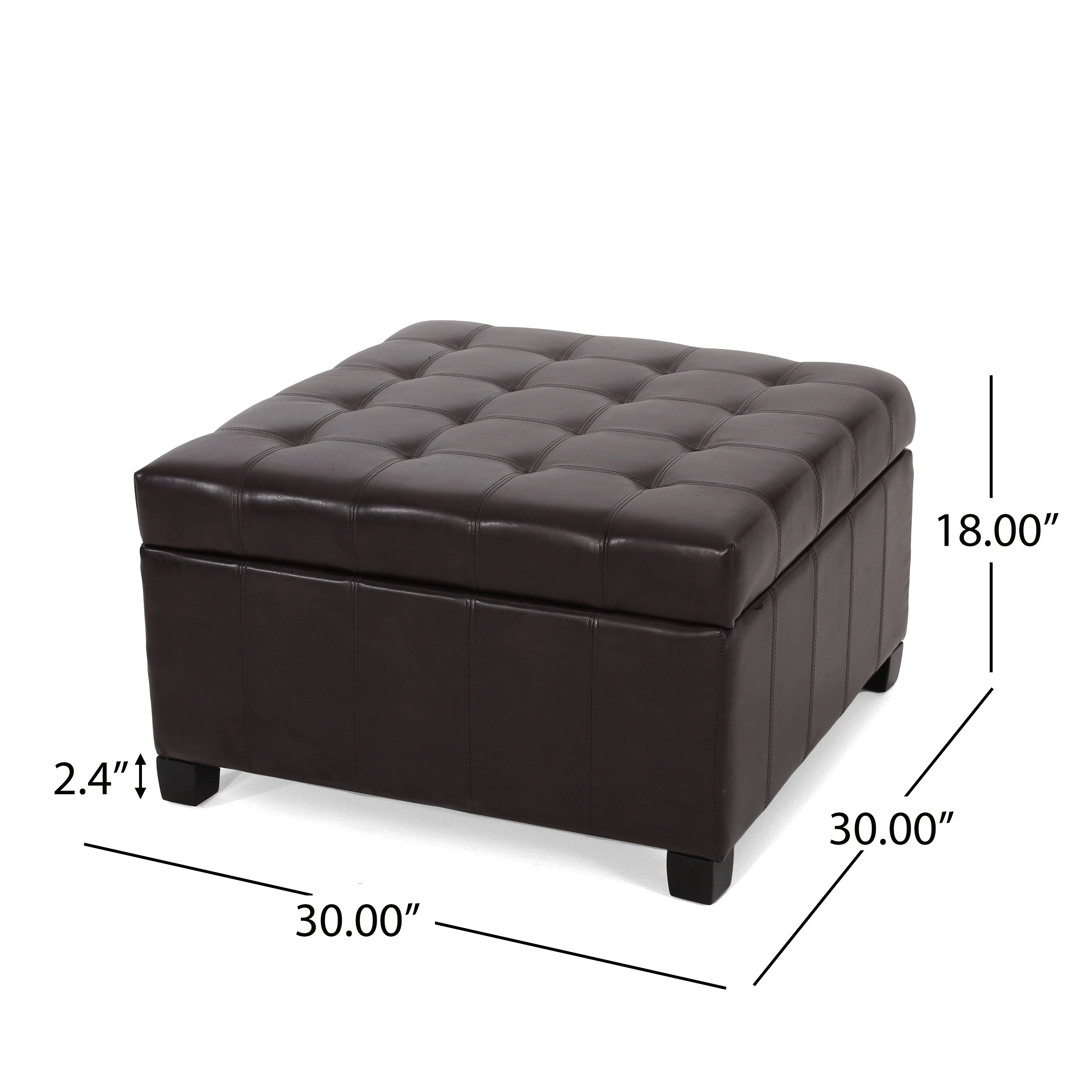 Upholstered Tufted PU Leather Storage Ottoman