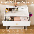 3-Color LED Vanity Mirror with Stool, Dressing Table for Bedroom