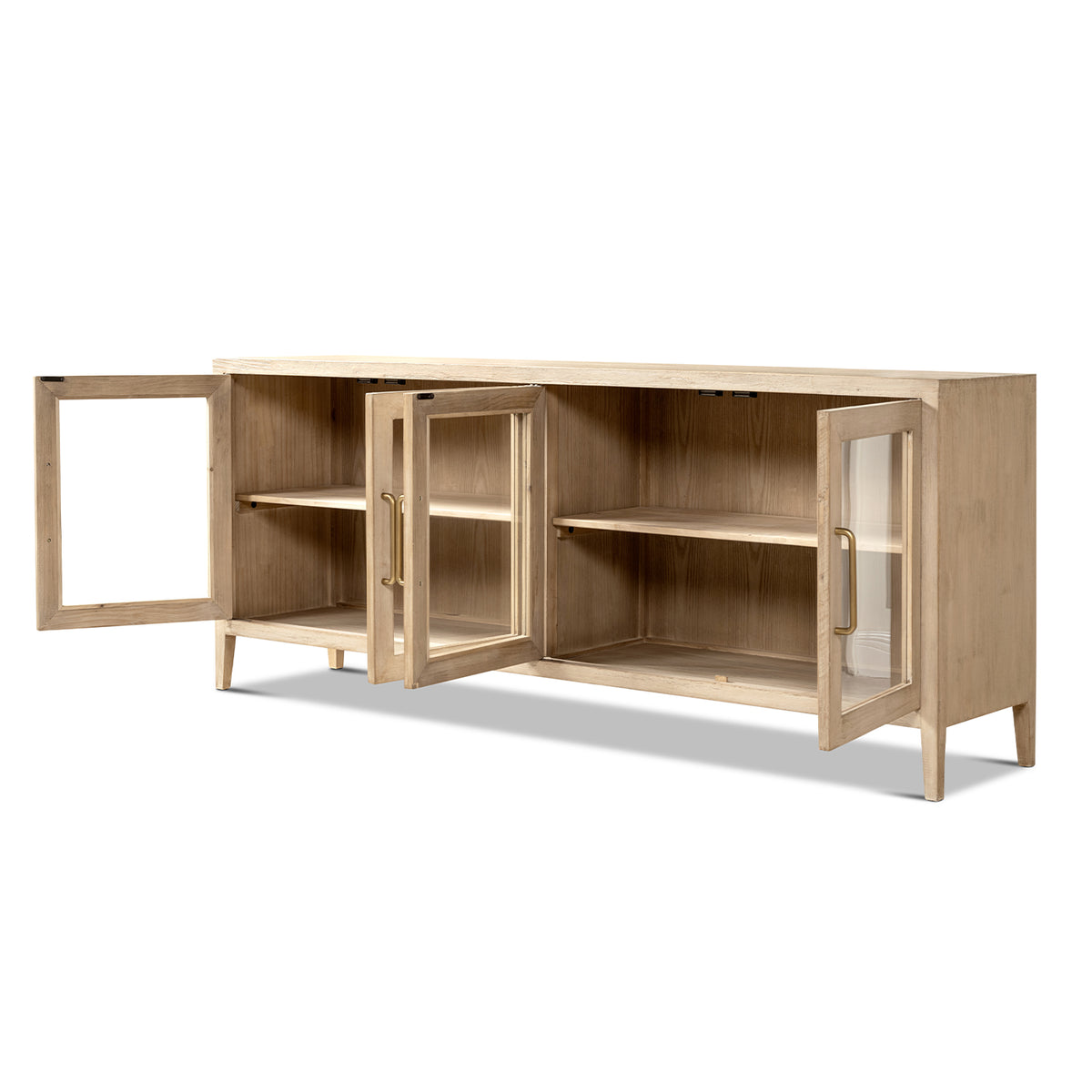 Marlowe 83-Inch Glass Door Sideboard, Brushed White